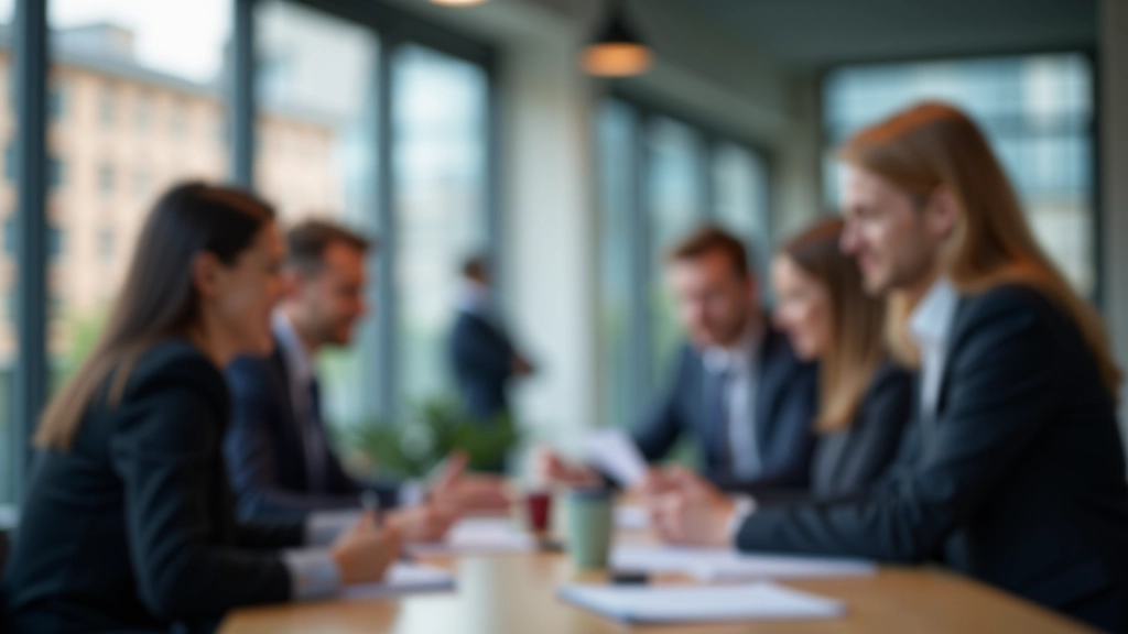 Diverse Gruppe von Fachleuten verschiedenen Alters in modernem Geschäftstreffraum diskutiert Strategien