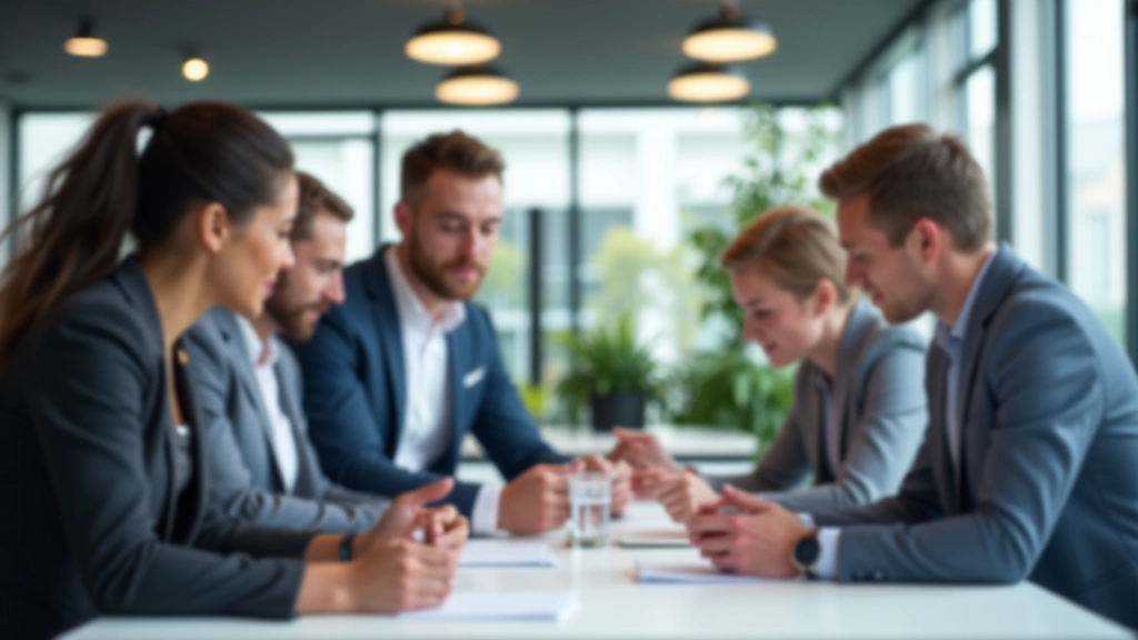 Arbeiter und Arbeiterin in verschiedenen Altersgruppen arbeiten gemeinsam an Projekt in modernem Büro