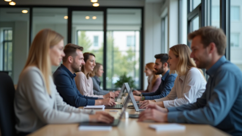 Arbeiter in verschiedenen Altersgruppen in modernem Büro arbeiten gemeinsam an Projekt